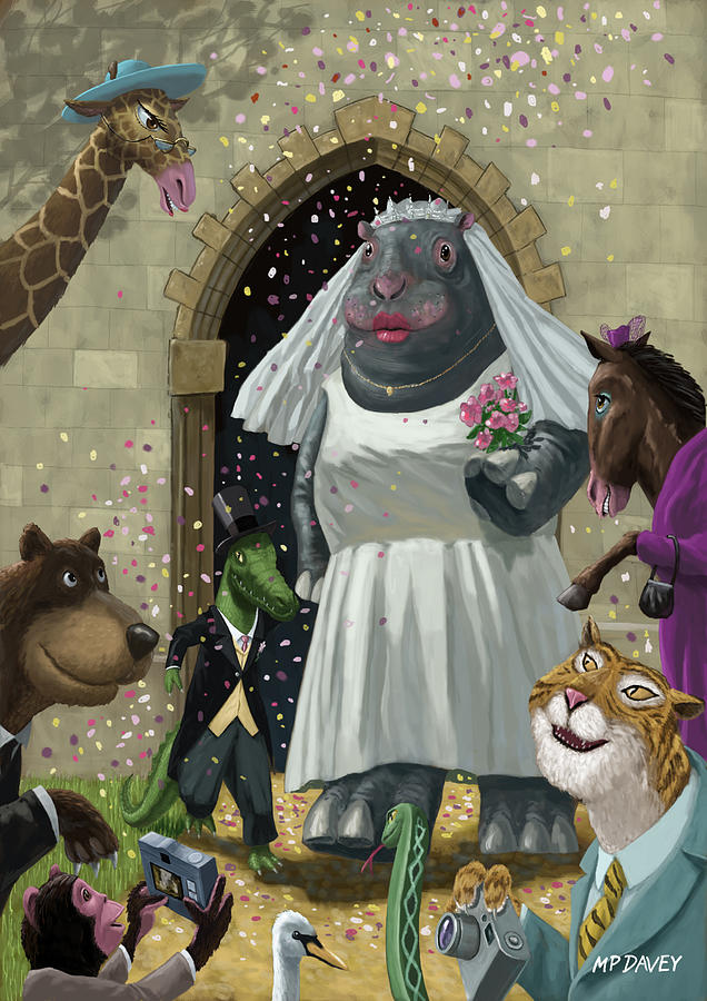 Animal Wedding Painting by Martin Davey