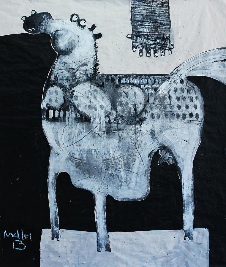 Black And White Painting - ANIMALIA  Equos No 4 by Mark M  Mellon