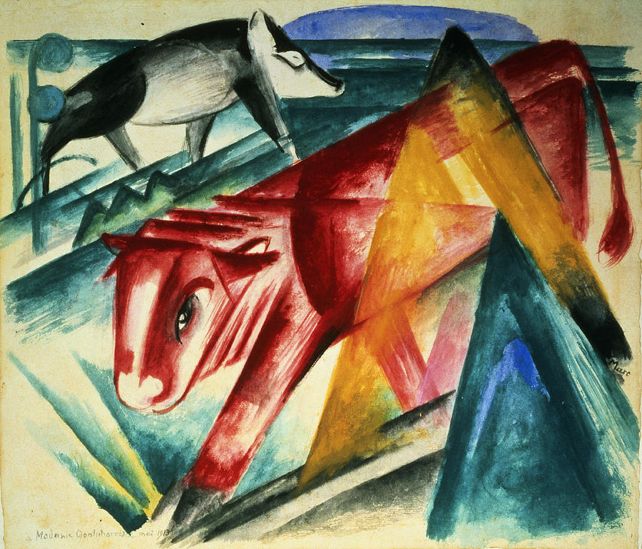 Cow Photograph - Animals, 1913 Wc On Paper by Franz Marc