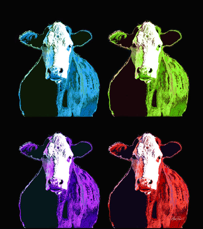 animals - cows- Pop Art Four  Photograph by Ann Powell