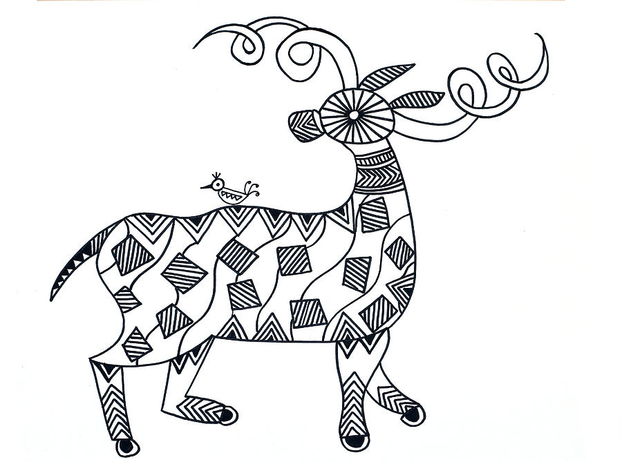 Black And White Drawing - Animals Deer by MGL Meiklejohn Graphics Licensing