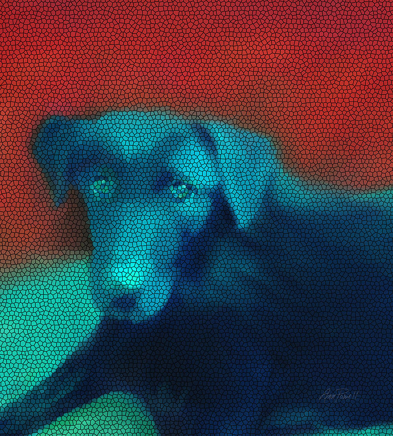 animals - dogs -Red and Blue Digital Art by Ann Powell