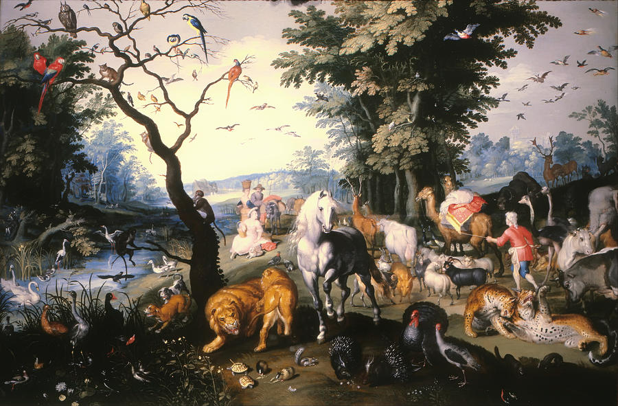 Vintage Painting - Animals Entering Noahs Ark by Mountain Dreams