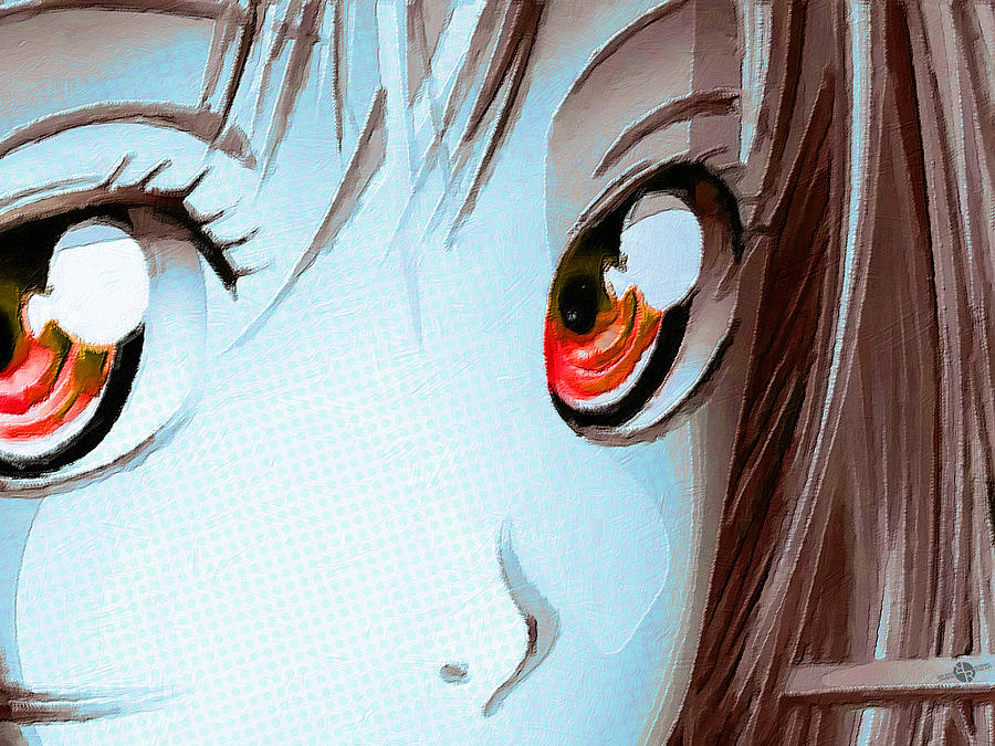 Anime Girl Eyes 2 Blue Painting by Tony Rubino