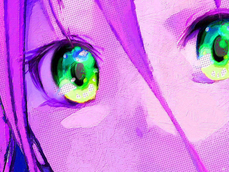 Anime Girl Eyes Pink Painting
