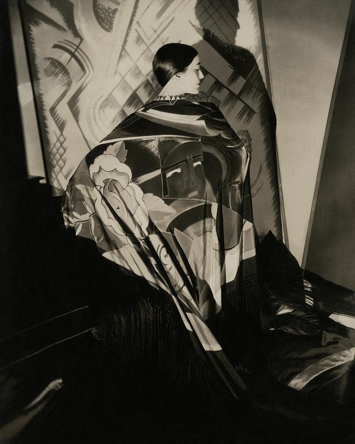 Anita Chace Wearing A Print Shawl Photograph by Edward Steichen