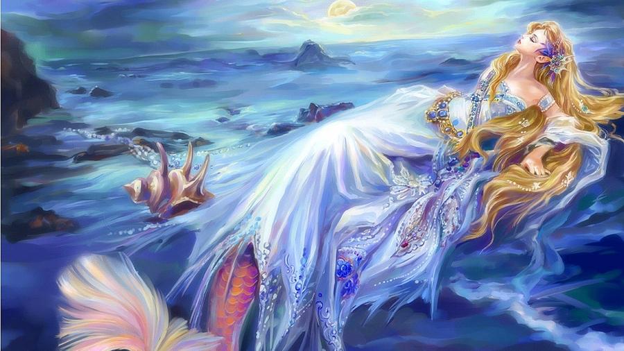 Anjelesa Angel Mermaid Painting by Hao Chen - Pixels