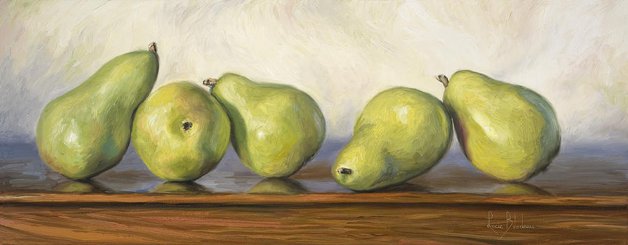 Still Life Painting - Anjou Pears by Lucie Bilodeau
