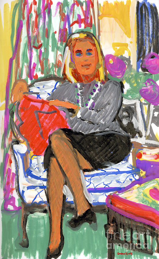 Ann Gleason in Chair Painting by Candace Lovely