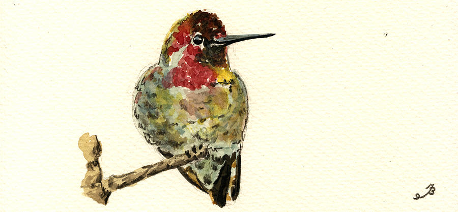 Hummingbird Painting - Anna s hummingbird by Juan  Bosco