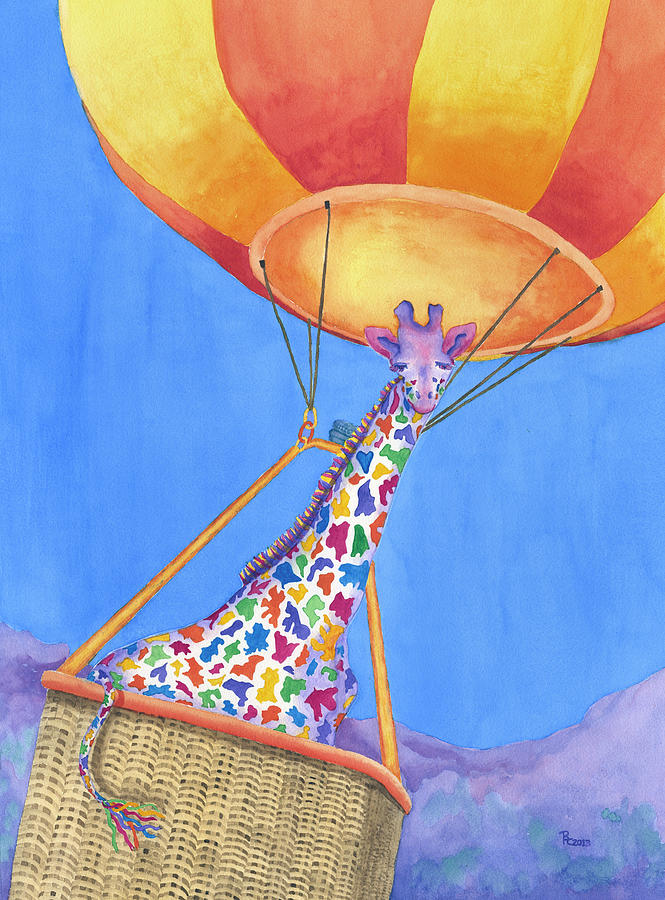 Giraffe Painting - Annabelle Aloft by Rhonda Leonard