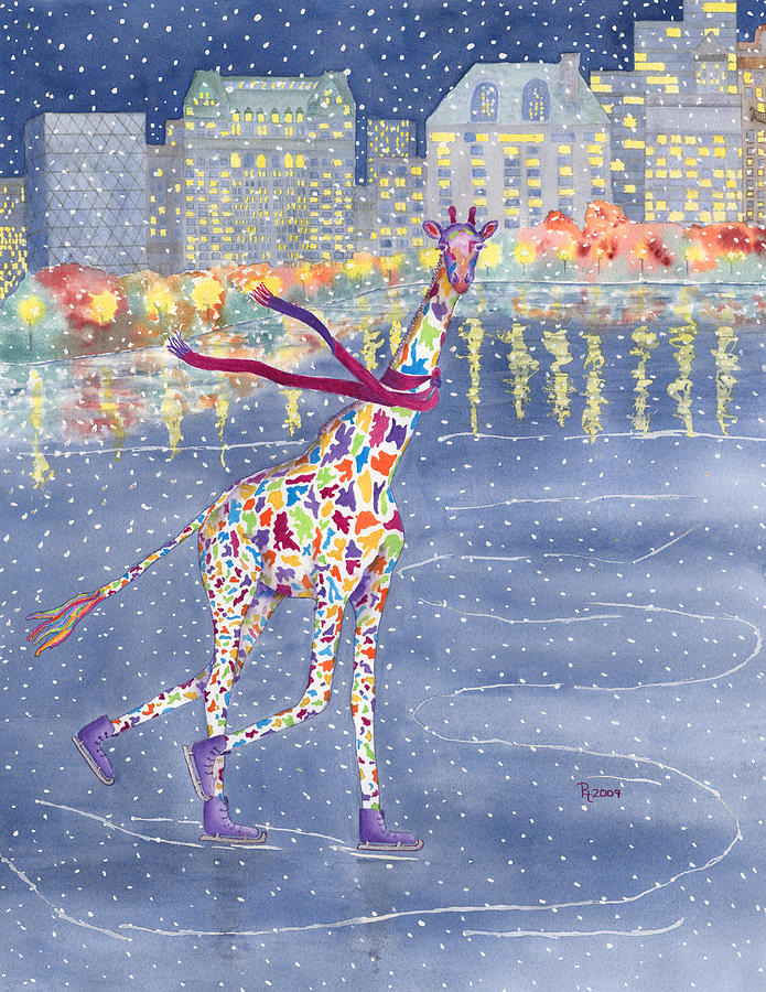 Giraffe Painting - Annabelle on Ice by Rhonda Leonard
