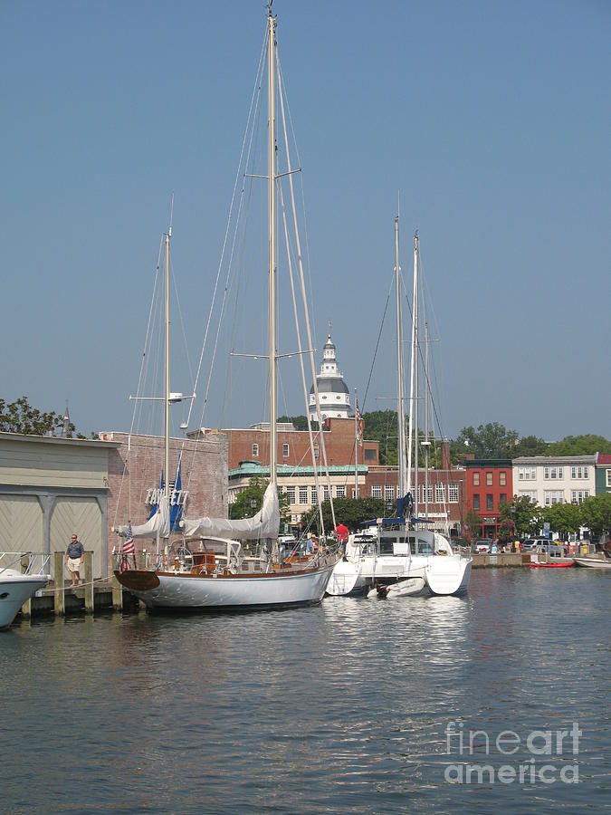 City Photograph - Annapolis Harbor Alongside Dock Street by Christiane Schulze Art And Photography