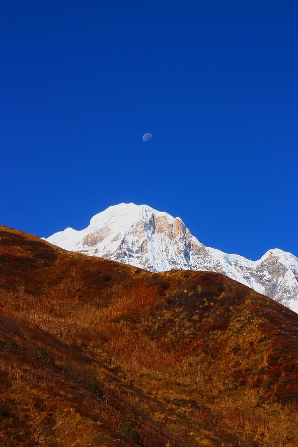Mountain Photograph - Annapurna South Moon Rise by FireFlux Studios