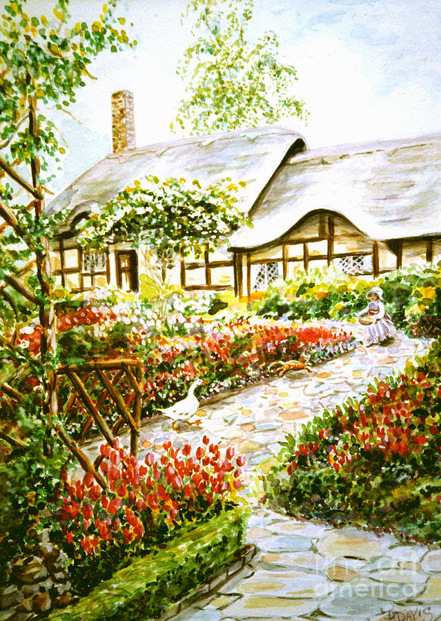 Anne Hathaways Cottage at Stratford Upon Avon Painting by Dee Davis