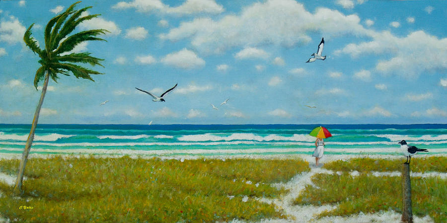 Beach Painting - Annes Sunday Stroll by Charles Yates