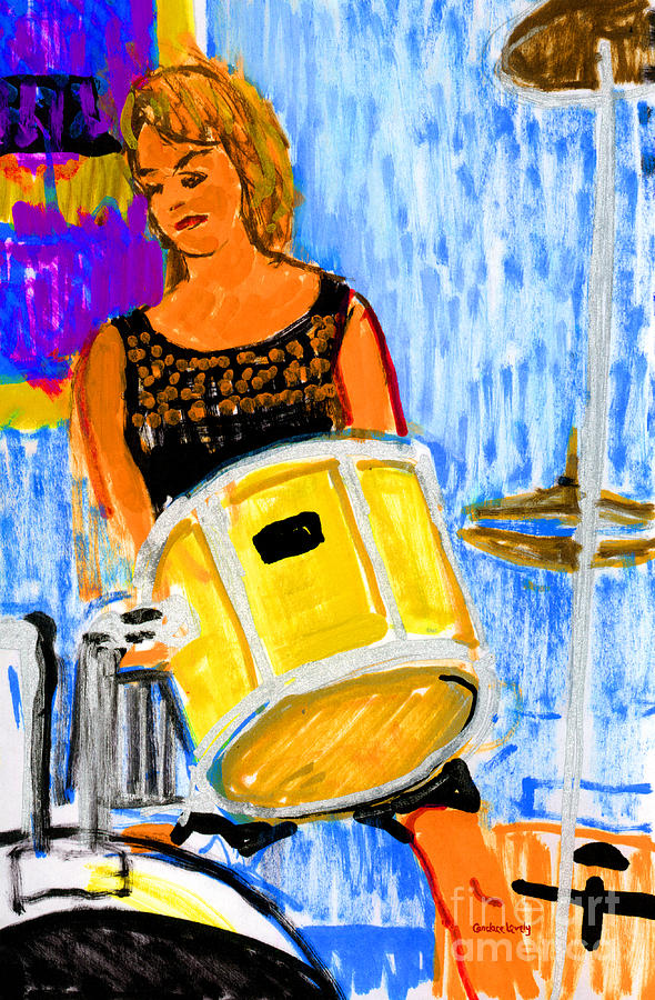 Annette on Drums Painting by Candace Lovely