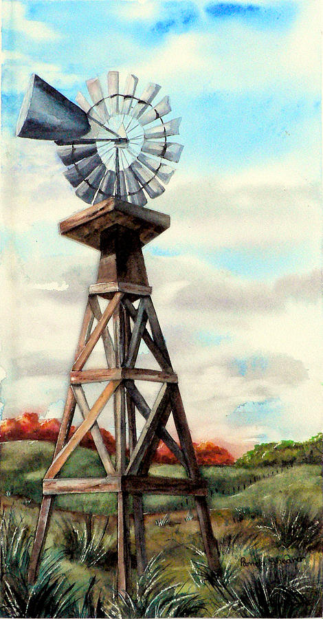 Annette s Windmill Painting by Pamela Shearer