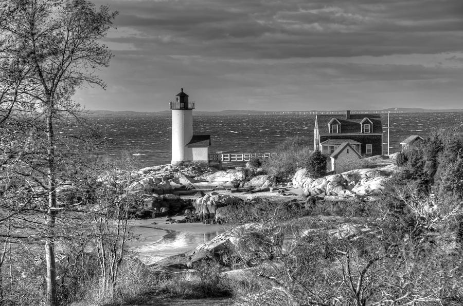 Annisquam Lighthouse Black and White Photograph by Liz Mackney