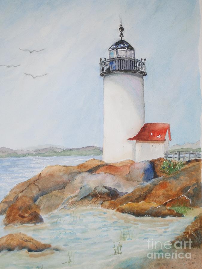 Annisquam Lighthouse Painting by Kathryn G Roberts