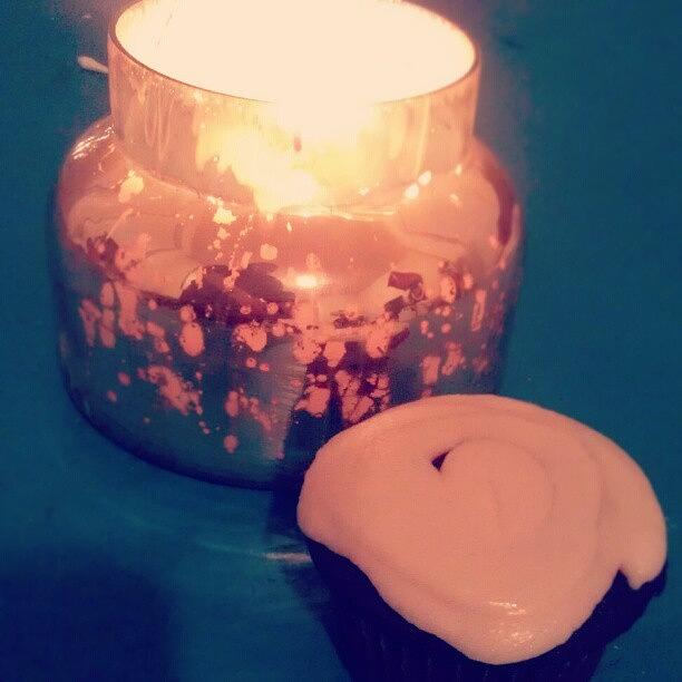 Anniversary Candle And Cupcakes.  Red Photograph by Caitlin Kunzle