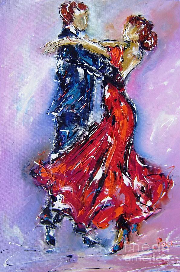 Dancers Painting - Anniversary Dance Painting  by Mary Cahalan Lee - aka PIXI