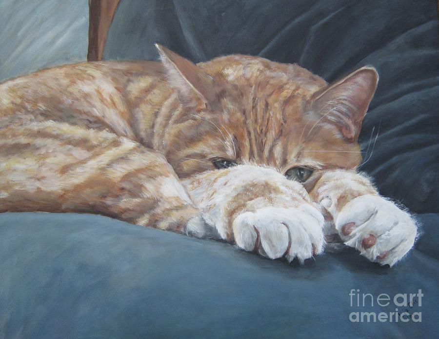 Annoyed Cat Painting by Elizabeth Ellis