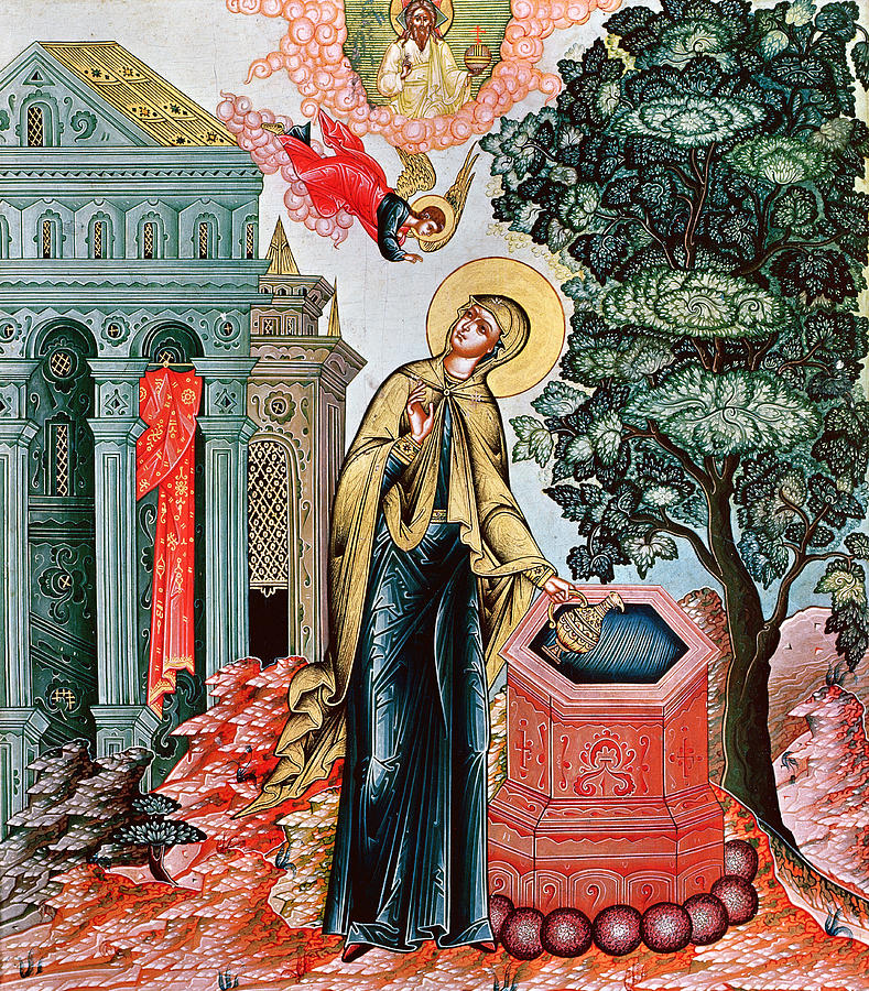 Annunciation at the Fountain Painting by Russian School