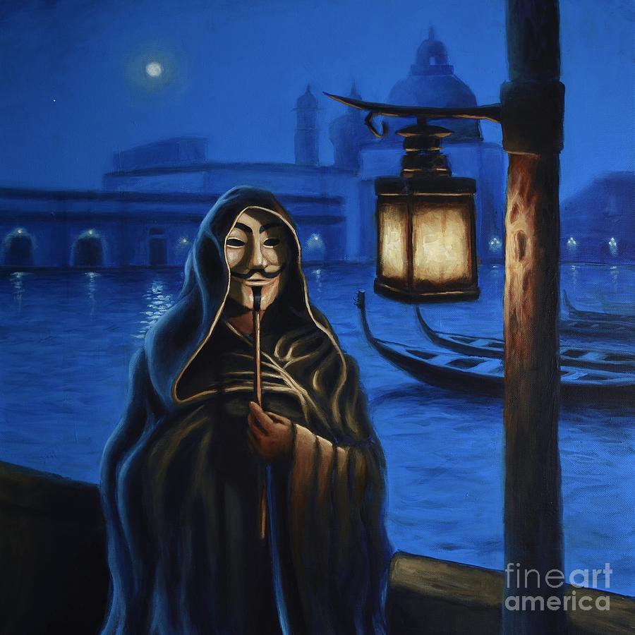 Lamp Painting - Anonymous in venice by Ric Nagualero