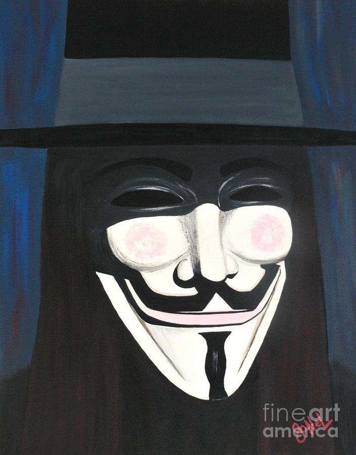 V For Vendetta Painting - Anonymous  by JoNeL Art