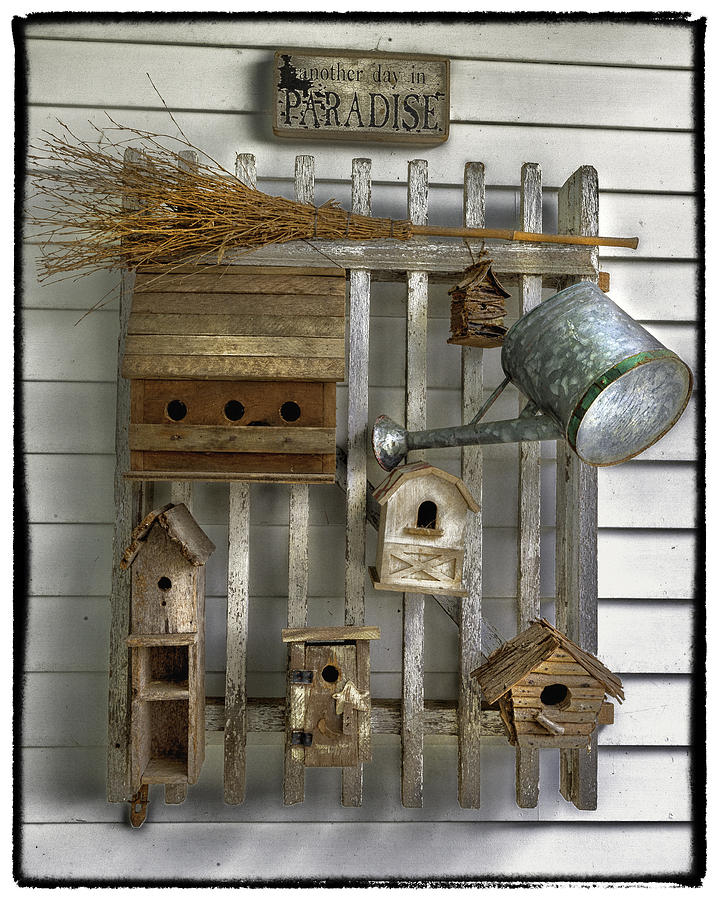 Country Farmhouse Still Life Arrangement - Birdhouses Photograph by Photos by Thom