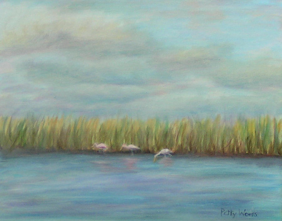 Spoonbill Painting - Another Day On East Creek by Patty Weeks