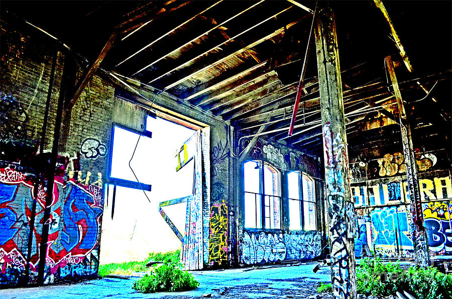 San Francisco Photograph - Another One Inside the Old Train Roundhouse at Bayshore near San Francisco Altered III by Jim Fitzpatrick