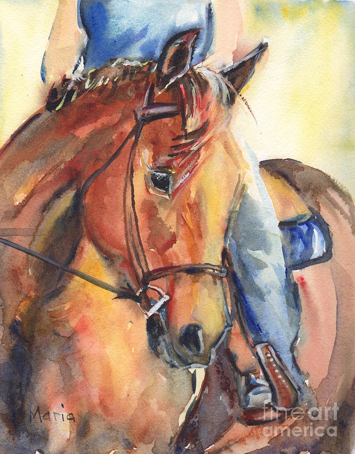 Horse in watercolor Another Sunrise Painting by Maria Reichert