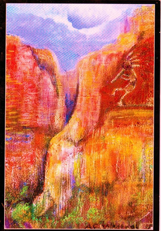 Southwest Painting - Another View of Kokopelli by Anne-Elizabeth Whiteway