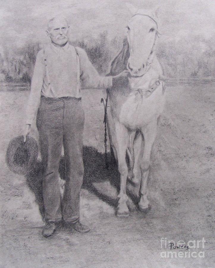 Ansel and Nellie Drawing by Mary Lynne Powers