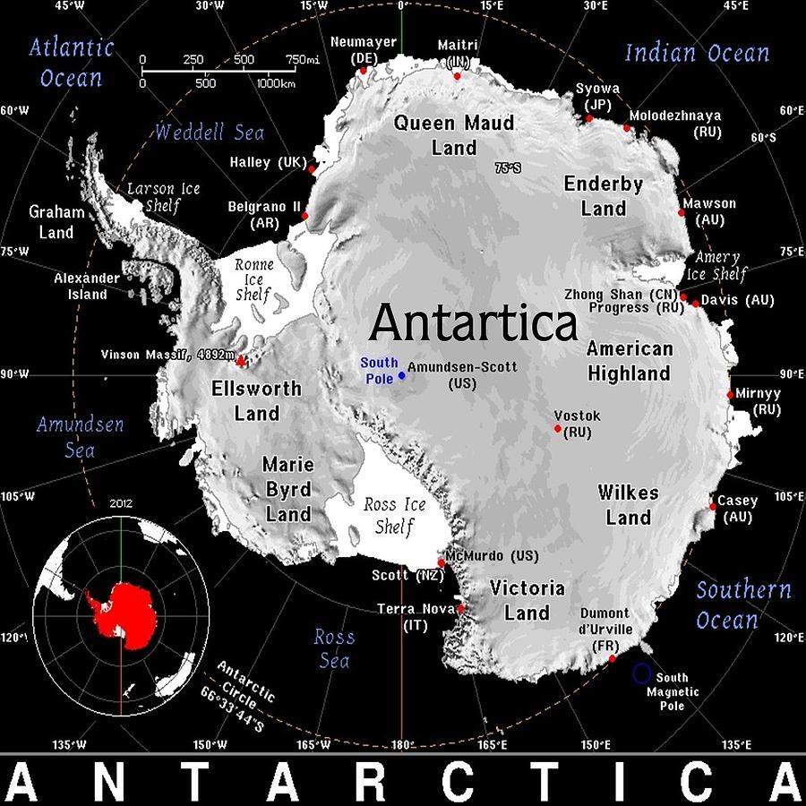 Antartica Exotic Map Mixed Media by Florene Welebny