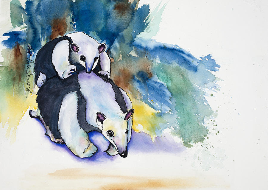 Anteater With Baby Painting by Dale Bernard