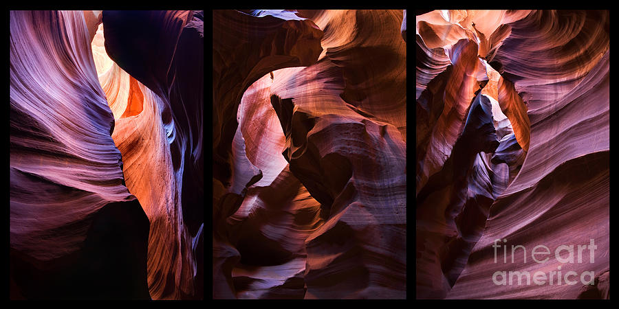 Antelope Canyon Triptych Photograph by Sean Bagshaw