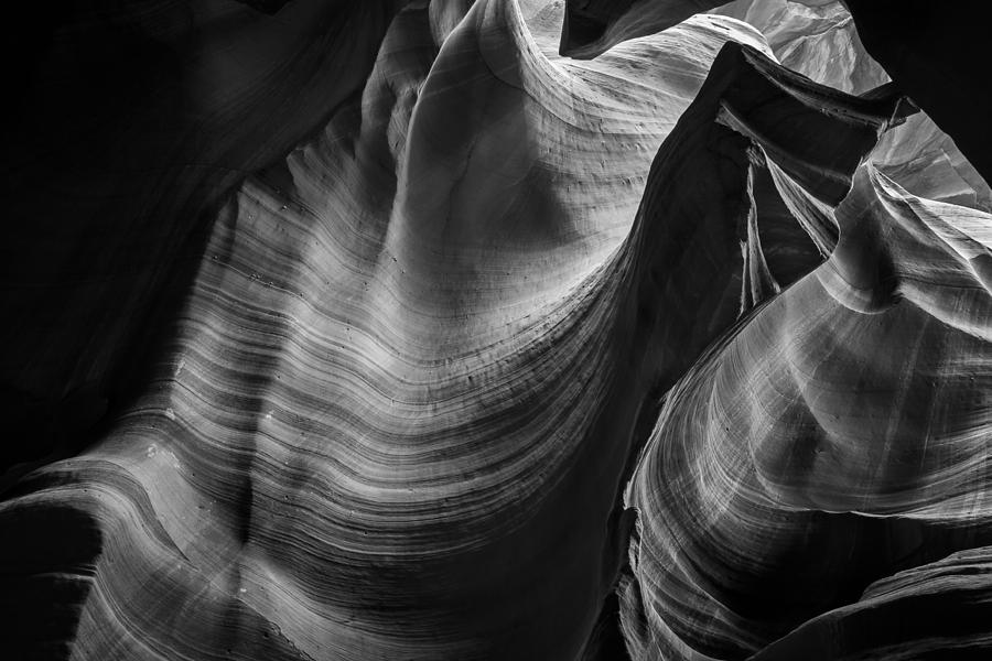 Antelope Canyon Waves Black And White Photograph
