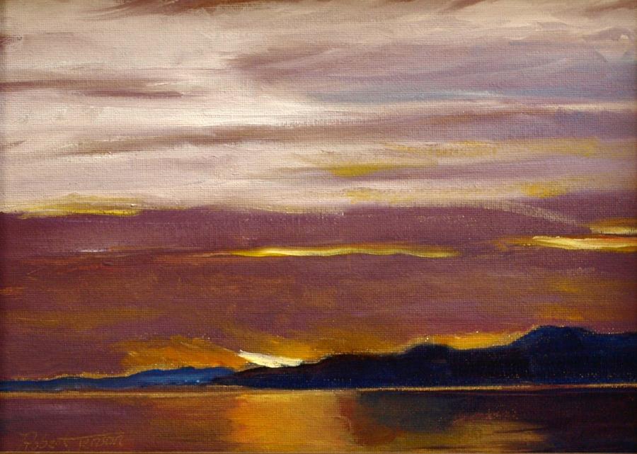 Sunset Painting - Antelope Island Sunset by Robert Jenson