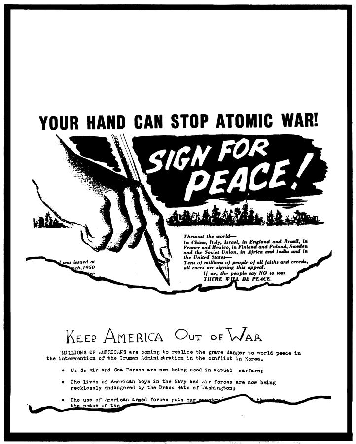 Anti-war Leaflet, 1950 Painting by Granger