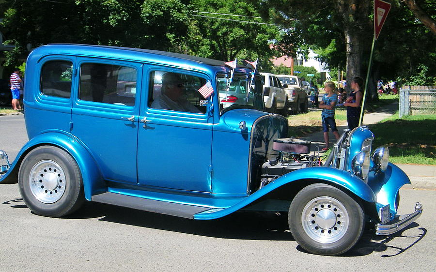 Antique Blue Car Photograph