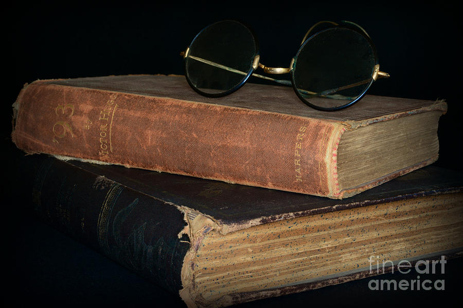 Victor Hugo Photograph - Antique Books  Antique Glasses by Paul Ward
