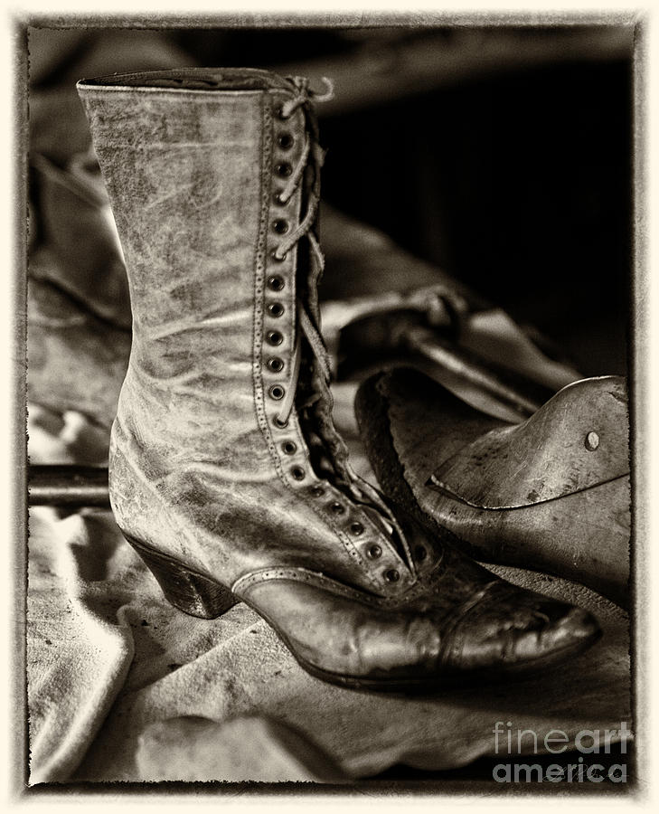 Boot Photograph - Antique Boot Sepia by Iris Richardson