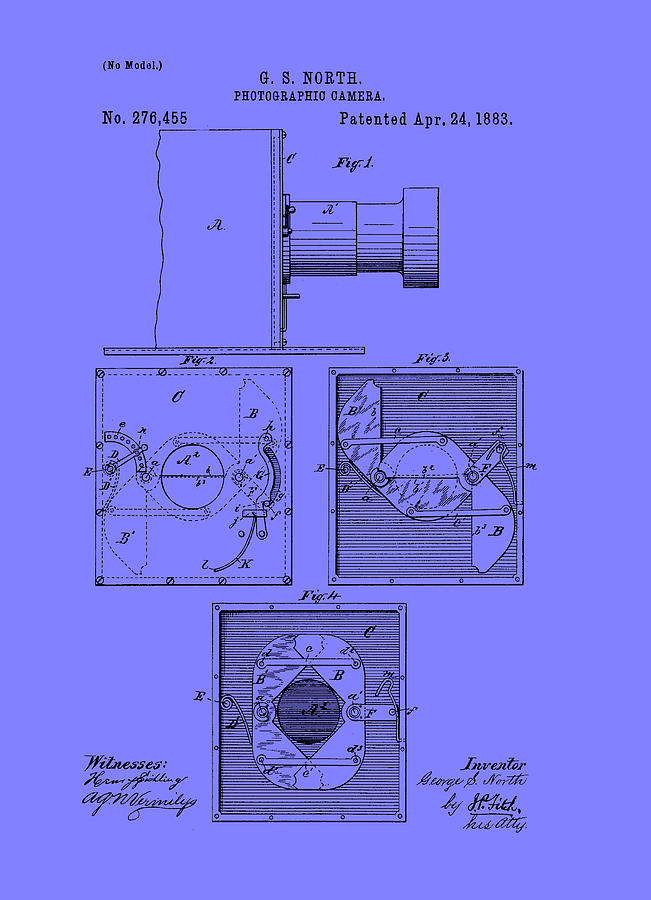 Vintage Drawing - Antique Camera Patent 1883 by Mountain Dreams