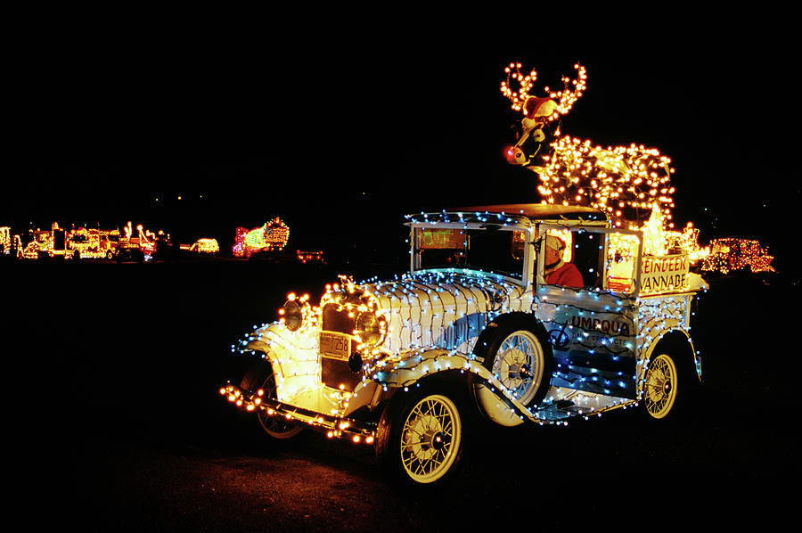 Antique Car Decorated With Christmas Photograph by Vintage Images - Pixels