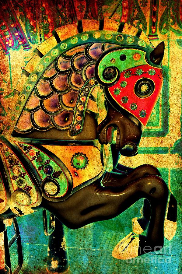 Antique Carousel Horse Digital Art by Patty Vicknair