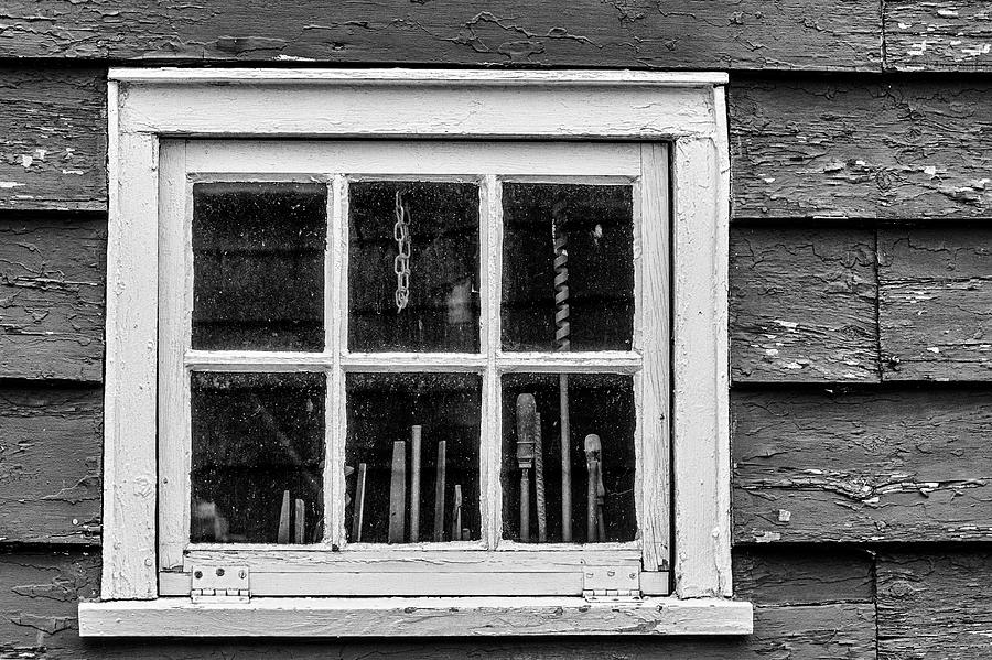 Antique Carpenters Tools In Window Photograph by Gary Slawsky