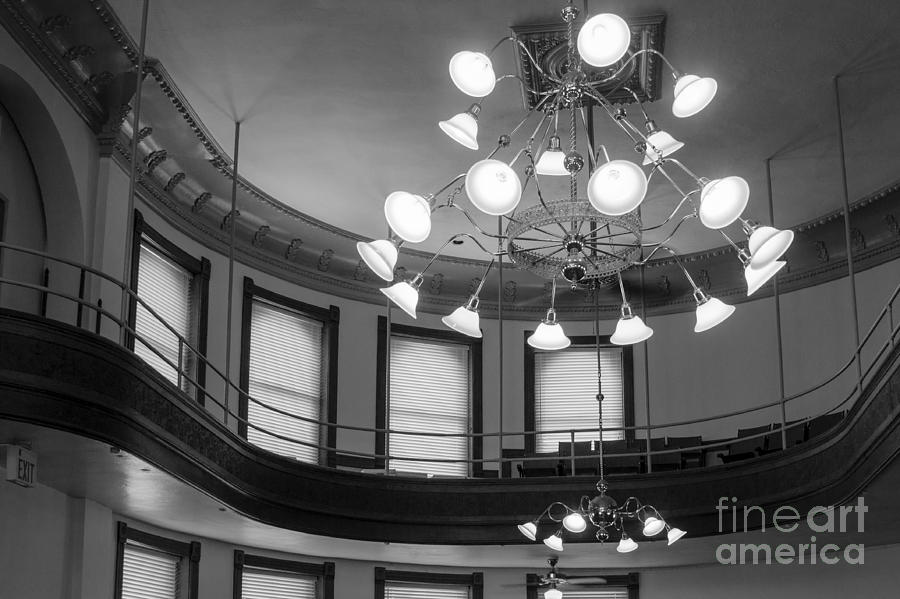Antique chandelier in old courtroom Photograph by Imagery by Charly